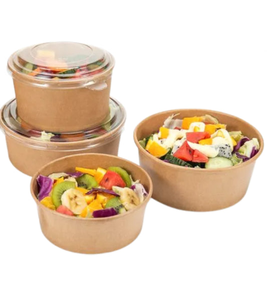 Kraft Bowl 5.5" x 2.5" - With Lid