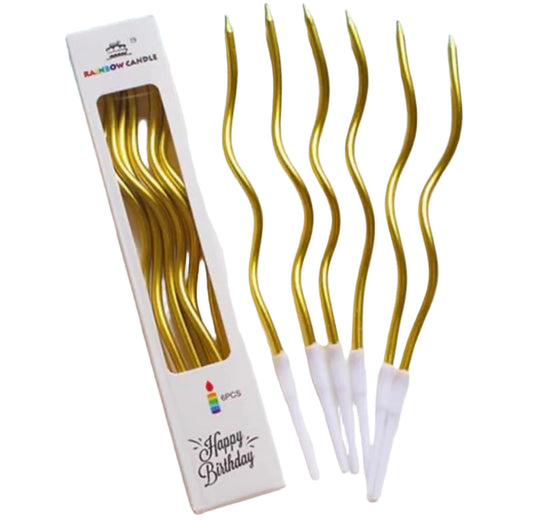 Twisted Gold Color Candle ( 6 Pcs Set)