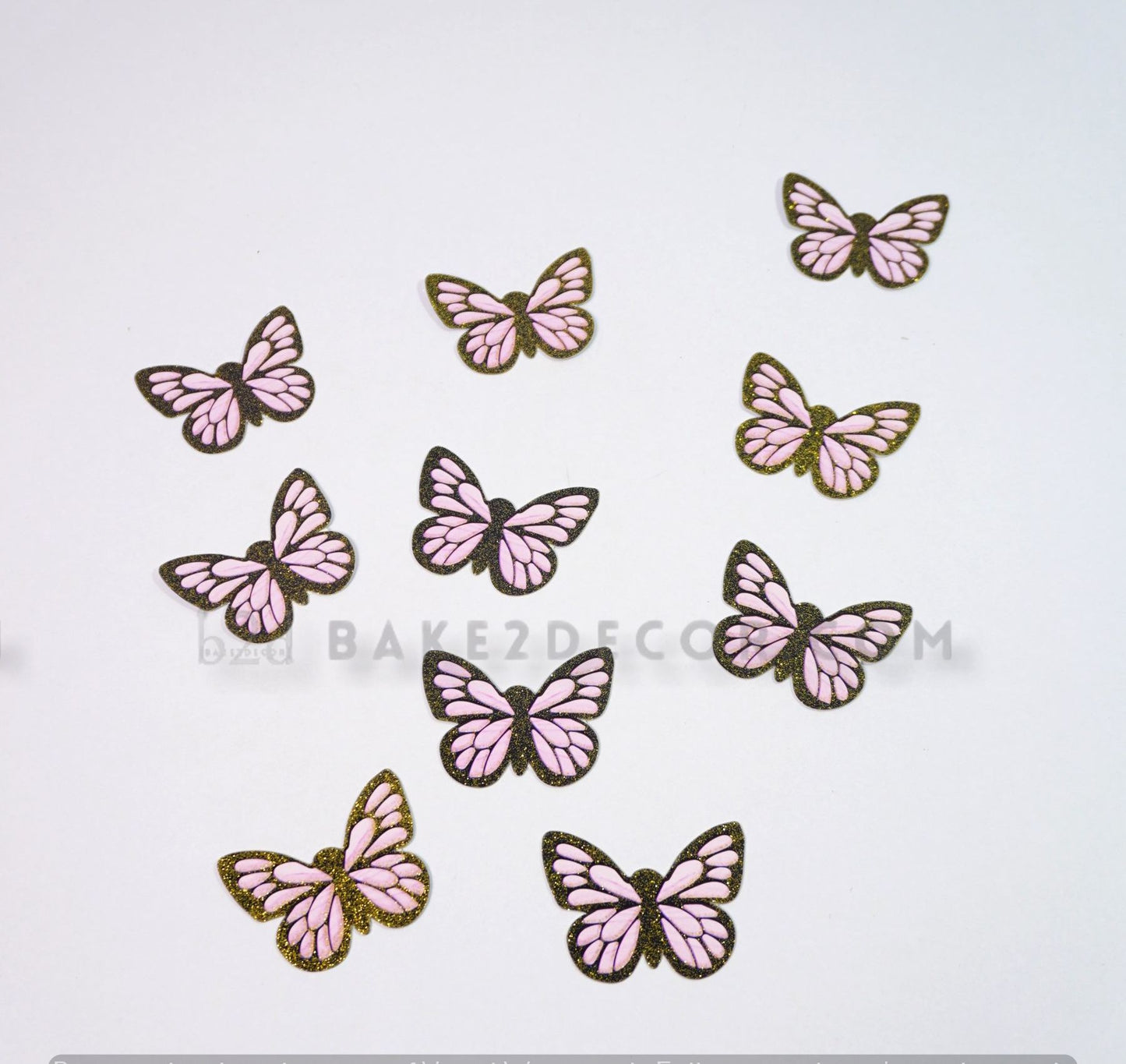 Pink with Gold  Paper Butterfly ( 10 Pcs Set)