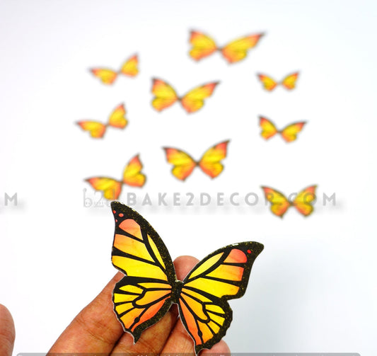 Orange Paper Butterfly (10 Pcs Set)